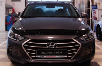 2 879 р. Дефлектор капота SIM Hyundai Elantra AD дорестайлинг (2016-2019)  с доставкой в г. Омск. Увеличить фотографию 1