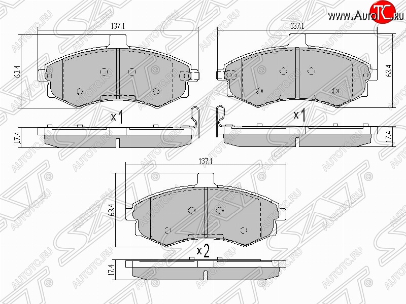 999 р. Колодки тормозные SAT (передние)  Hyundai Elantra  XD (2000-2003) седан дорестайлинг  с доставкой в г. Омск