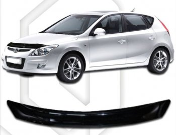 1 759 р. Дефлектор капота CA-Plastic  Hyundai I30  FD (2007-2012) универсал дорестайлинг, хэтчбек дорестайлинг, универсал рестайлинг, хэтчбэк 5 дв. рестайлинг (Classic черный, Без надписи)  с доставкой в г. Омск. Увеличить фотографию 1