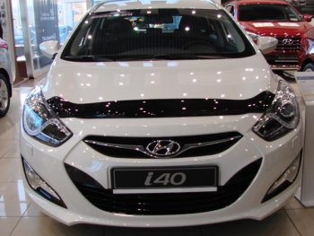 2 879 р. Дефлектор капота SIM Hyundai I40 1 VF дорестайлинг седан (2011-2015)  с доставкой в г. Омск. Увеличить фотографию 1