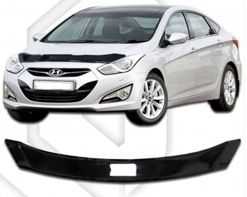 1 839 р. Дефлектор капота CA-Plastic Hyundai I40 1 VF дорестайлинг седан (2011-2015) (Classic черный, Без надписи)  с доставкой в г. Омск. Увеличить фотографию 1