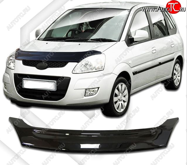 2 199 р. Дефлектор капота CA-Plastic  Hyundai Matrix  1 FC (2008-2010) 2-ой рестайлинг (Classic черный, Без надписи)  с доставкой в г. Омск