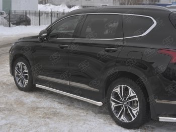 15 799 р. Пороги из трубы d63 Russtal Hyundai Santa Fe TM дорестайлинг (2018-2021) (Вариант 1 (со скосами на торцах))  с доставкой в г. Омск. Увеличить фотографию 1