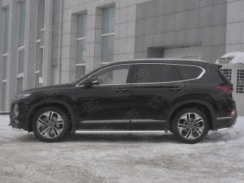 15 799 р. Пороги из трубы d63 Russtal Hyundai Santa Fe TM дорестайлинг (2018-2021) (Вариант 1 (со скосами на торцах))  с доставкой в г. Омск. Увеличить фотографию 2