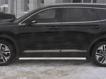 15 799 р. Пороги из трубы d63 Russtal Hyundai Santa Fe TM дорестайлинг (2018-2021) (Вариант 1 (со скосами на торцах))  с доставкой в г. Омск. Увеличить фотографию 3