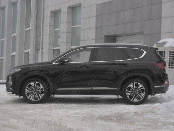 20 499 р. Пороги из трубы d42 с листом SLITKOFF  Hyundai Santa Fe  TM (2018-2021) дорестайлинг (Лист алюм, проф.сталь)  с доставкой в г. Омск. Увеличить фотографию 2