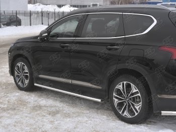 31 649 р. Пороги из трубы 120х60 овал с проступью Russtal Hyundai Santa Fe TM дорестайлинг (2018-2021)  с доставкой в г. Омск. Увеличить фотографию 1