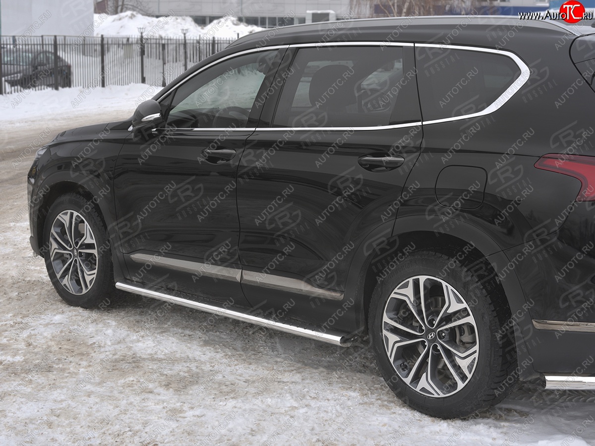 31 649 р. Пороги из трубы 120х60 овал с проступью Russtal Hyundai Santa Fe TM дорестайлинг (2018-2021)  с доставкой в г. Омск