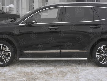 31 649 р. Пороги из трубы 120х60 овал с проступью Russtal Hyundai Santa Fe TM дорестайлинг (2018-2021)  с доставкой в г. Омск. Увеличить фотографию 3