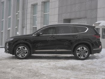 20 999 р. Пороги из труб 75х42 с проступью Russtal Hyundai Santa Fe TM дорестайлинг (2018-2021)  с доставкой в г. Омск. Увеличить фотографию 2