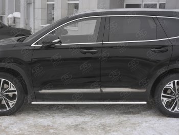 20 999 р. Пороги из труб 75х42 с проступью Russtal Hyundai Santa Fe TM дорестайлинг (2018-2021)  с доставкой в г. Омск. Увеличить фотографию 3