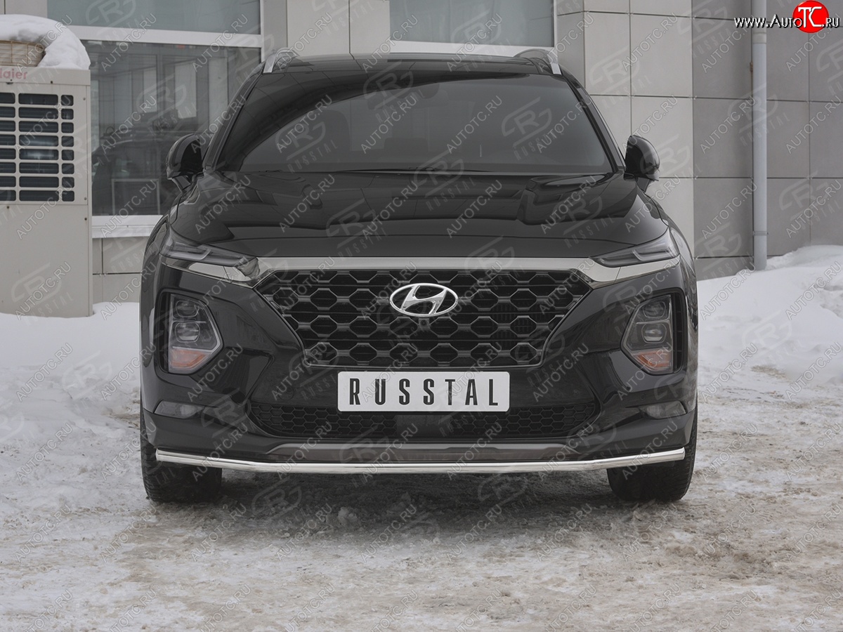 19 749 р. Защита переднего бампера (Ø42 мм, нержавейка) SLITKOFF  Hyundai Santa Fe  TM (2018-2021) дорестайлинг  с доставкой в г. Омск