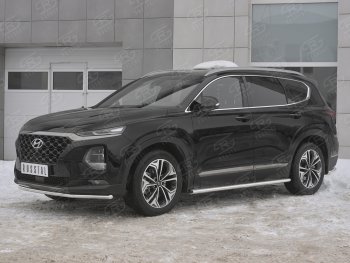 19 749 р. Защита переднего бампера (Ø42 мм, нержавейка) SLITKOFF  Hyundai Santa Fe  TM (2018-2021) дорестайлинг  с доставкой в г. Омск. Увеличить фотографию 2