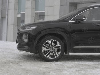 19 749 р. Защита переднего бампера (Ø42 мм, нержавейка) SLITKOFF  Hyundai Santa Fe  TM (2018-2021) дорестайлинг  с доставкой в г. Омск. Увеличить фотографию 3