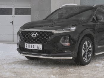 19 749 р. Защита переднего бампера (Ø42 мм, нержавейка) SLITKOFF  Hyundai Santa Fe  TM (2018-2021) дорестайлинг  с доставкой в г. Омск. Увеличить фотографию 4