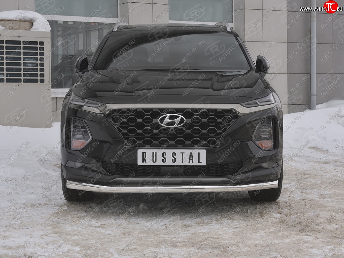 12 999 р. Защита переднего бампера (Ø63 мм, нержавейка) Russtal Hyundai Santa Fe TM дорестайлинг (2018-2021)  с доставкой в г. Омск