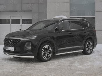 12 999 р. Защита переднего бампера (Ø63 мм, нержавейка) Russtal Hyundai Santa Fe TM дорестайлинг (2018-2021)  с доставкой в г. Омск. Увеличить фотографию 2