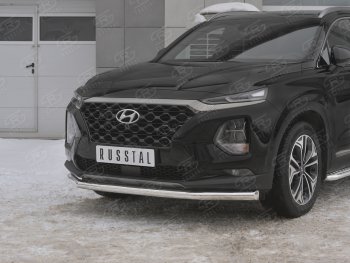 12 999 р. Защита переднего бампера (Ø63 мм, нержавейка) Russtal Hyundai Santa Fe TM дорестайлинг (2018-2021)  с доставкой в г. Омск. Увеличить фотографию 4