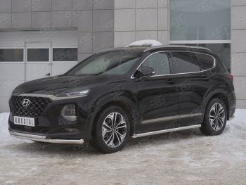 14 999 р. Защита переднего бампера (2 трубы Ø63 и 42 мм, нержавейка) Russtal Hyundai Santa Fe TM дорестайлинг (2018-2021)  с доставкой в г. Омск. Увеличить фотографию 2