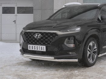 14 999 р. Защита переднего бампера (2 трубы Ø63 и 42 мм, нержавейка) Russtal Hyundai Santa Fe TM дорестайлинг (2018-2021)  с доставкой в г. Омск. Увеличить фотографию 4