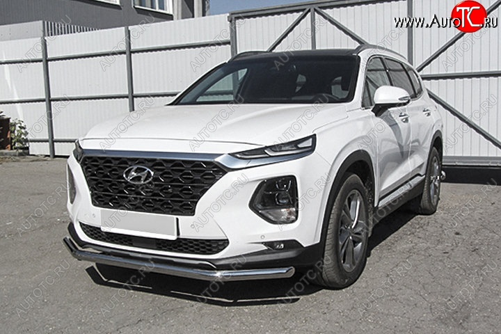 12 299 р. Защита переднего бампера Slitkoff (d57 мм)  Hyundai Santa Fe  TM (2018-2021) дорестайлинг (Нержавейка, Полированная)  с доставкой в г. Омск