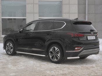 12 749 р. Защита заднего бампера (Ø63 мм уголки, нержавейка) SLITKOFF Hyundai Santa Fe TM дорестайлинг (2018-2021)  с доставкой в г. Омск. Увеличить фотографию 2