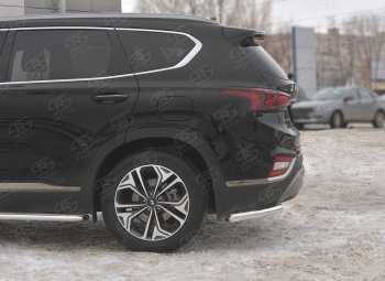 12 749 р. Защита заднего бампера (Ø63 мм уголки, нержавейка) SLITKOFF Hyundai Santa Fe TM дорестайлинг (2018-2021)  с доставкой в г. Омск. Увеличить фотографию 3