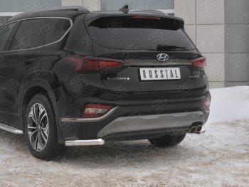 12 749 р. Защита заднего бампера (Ø63 мм уголки, нержавейка) SLITKOFF Hyundai Santa Fe TM дорестайлинг (2018-2021)  с доставкой в г. Омск. Увеличить фотографию 4