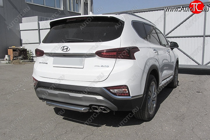 10 699 р. Защита заднего бампера Slitkoff (d57 мм)  Hyundai Santa Fe  TM (2018-2021) дорестайлинг (Нержавейка, Полированная)  с доставкой в г. Омск