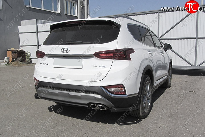 10 999 р. Защита заднего бампера Slitkoff (уголки, d57 мм) Hyundai Santa Fe TM дорестайлинг (2018-2021) (Сталь с полимерным покрытием. Цвет: чёрный)  с доставкой в г. Омск