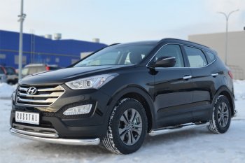 24 549 р. Защита порогов с проступями SLITKOFF (труба D76 мм)  Hyundai Santa Fe  DM (2012-2016) дорестайлинг (Защита порогов с со скосами на торцах (вариант 1))  с доставкой в г. Омск. Увеличить фотографию 4