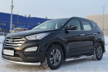 6 299 р. Защита порогов с проступями Russtal (труба D76 мм)  Hyundai Santa Fe  DM (2012-2016) дорестайлинг (Защита порогов с закругленными торцами (вариант 3))  с доставкой в г. Омск. Увеличить фотографию 4