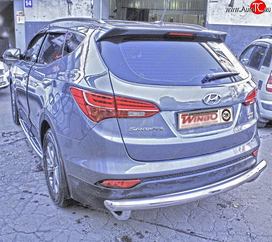 11 999 р. Защита заднего бампера WINBO (Ø60 мм, нержавейка)  Hyundai Santa Fe  DM (2012-2016) дорестайлинг  с доставкой в г. Омск