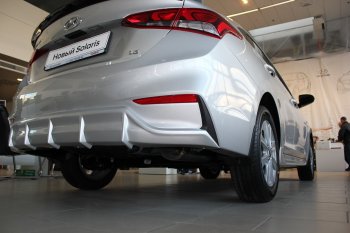 4 999 р. Накладка заднего бампера Автократ Hyundai Solaris HCR седан дорестайлинг (2017-2020) (Неокрашенная)  с доставкой в г. Омск. Увеличить фотографию 4