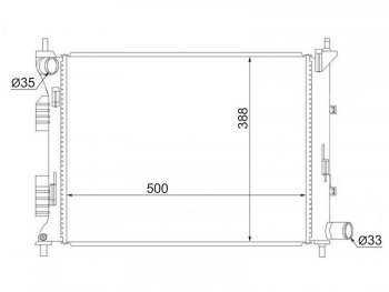 Радиатор двигателя (трубчатый, МКПП) SAT Hyundai Solaris RBr седан рестайлинг (2014-2017)