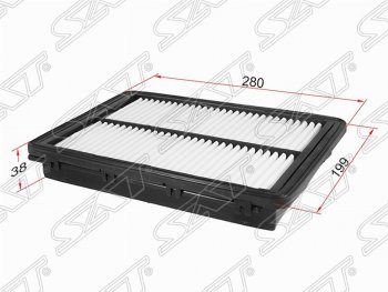 290 р. Фильтр воздушный двигателя (2.0, 2.4) SAT (280х199х38 mm)  Hyundai Sonata  LF (2017-2019), KIA Optima ( 4 JF,  JF) (2016-2020)  с доставкой в г. Омск. Увеличить фотографию 1