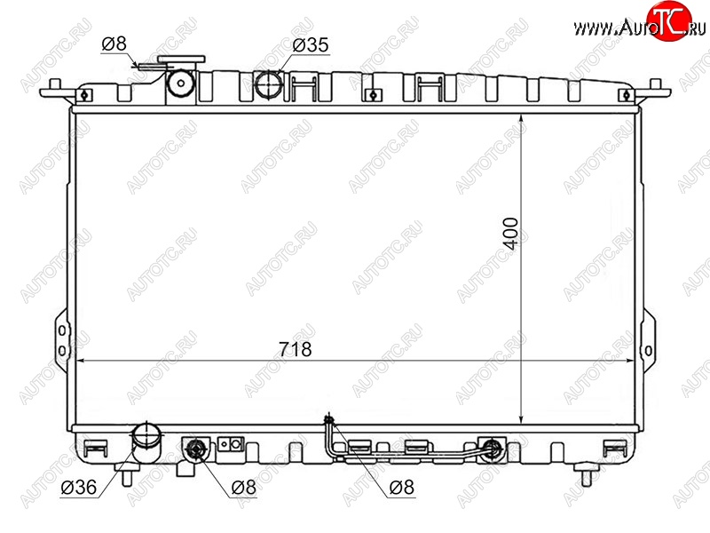 5 549 р. Радиатор двигателя (трубчатый, 2.0 / 2.4 / 2.5 / 2.7) SAT  Hyundai Sonata  EF (2001-2013), KIA Magentis (2000-2005), KIA Optima  1 GD (2000-2005)  с доставкой в г. Омск