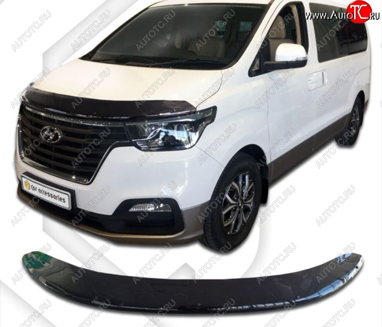 3 069 р. Дефлектор капота CA-Plastik exclusive  Hyundai Starex/Grand Starex/H1  TQ (2017-2022) 2-ой рестайлинг (Classic черный, Без надписи)  с доставкой в г. Омск