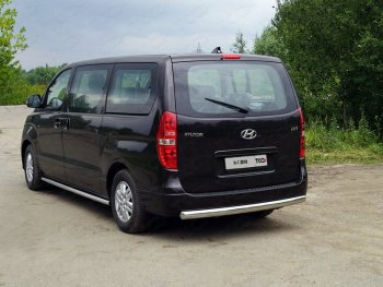 Защита заднего бампера (овальная) ТСС (нержавейка d 75х42 мм) Hyundai (Хюндаи) Starex/Grand Starex/H1 (старекс)  TQ (2017-2022) TQ 2-ой рестайлинг