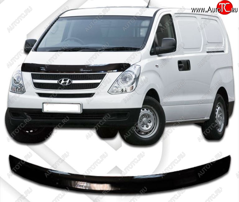 2 069 р. Дефлектор капота CA-Plastiс  Hyundai Starex/Grand Starex/H1  TQ (2014-2018) рестайлинг (Classic черный, Без надписи)  с доставкой в г. Омск