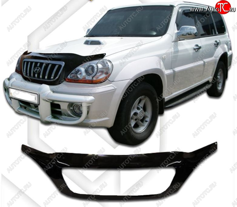 3 069 р. Дефлектор капота CA-Plastic exclusive  Hyundai Terracan  HP (2001-2007) дорестайлинг, рестайлинг (Classic черный, Без надписи)  с доставкой в г. Омск