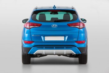 11 799 р. Накладка заднего бампера YT  Hyundai Tucson  TL (2015-2018) дорестайлинг (Неокрашенная)  с доставкой в г. Омск. Увеличить фотографию 1