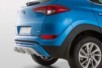 11 799 р. Накладка заднего бампера YT  Hyundai Tucson  TL (2015-2018) дорестайлинг (Неокрашенная)  с доставкой в г. Омск. Увеличить фотографию 2