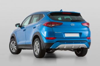 11 799 р. Накладка заднего бампера YT  Hyundai Tucson  TL (2015-2018) дорестайлинг (Неокрашенная)  с доставкой в г. Омск. Увеличить фотографию 4