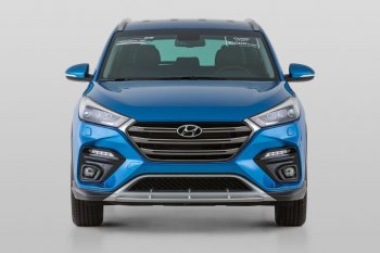 21 899 р. Передний бампер YT  Hyundai Tucson  TL (2015-2018) дорестайлинг (Неокрашенный)  с доставкой в г. Омск. Увеличить фотографию 1