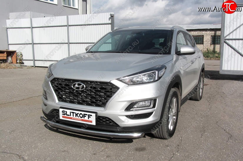 14 449 р. Защита переднего бампера Turbo Slitkoff (d57 мм)  Hyundai Tucson  TL (2018-2021) рестайлинг (Нержавейка, Полированная)  с доставкой в г. Омск