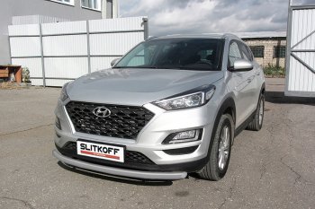 9 999 р. Защита переднего бампера Turbo Slitkoff (d57 мм)  Hyundai Tucson  TL (2018-2021) рестайлинг (Сталь с полимерным покрытием. Цвет: серебристый)  с доставкой в г. Омск. Увеличить фотографию 1