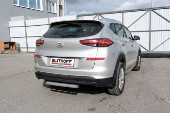 4 849 р. Защита заднего бампера Slitkoff (d57 мм)  Hyundai Tucson  TL (2018-2021) рестайлинг (Сталь с полимерным покрытием. Цвет: серебристый)  с доставкой в г. Омск. Увеличить фотографию 1