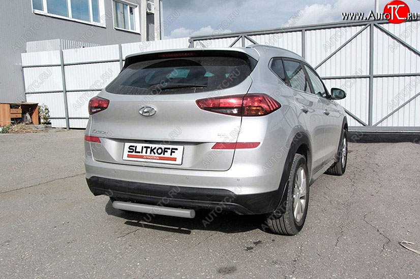 4 849 р. Защита заднего бампера Slitkoff (d57 мм)  Hyundai Tucson  TL (2018-2021) рестайлинг (Сталь с полимерным покрытием. Цвет: серебристый)  с доставкой в г. Омск