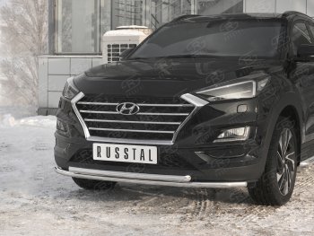 15 249 р. Защита переднего бампера (2 трубы Ø42 мм, нержавейка) SLITKOFF  Hyundai Tucson  TL (2018-2021) рестайлинг  с доставкой в г. Омск. Увеличить фотографию 2